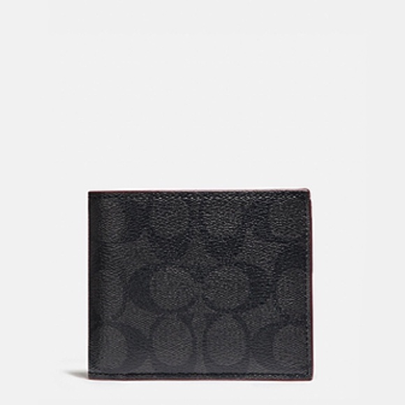 Coach Compact Id Wallet In Signature Canvas - Picture 1 of 7